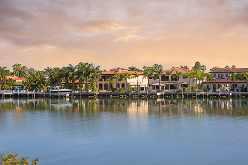 Homes along the water in Florida